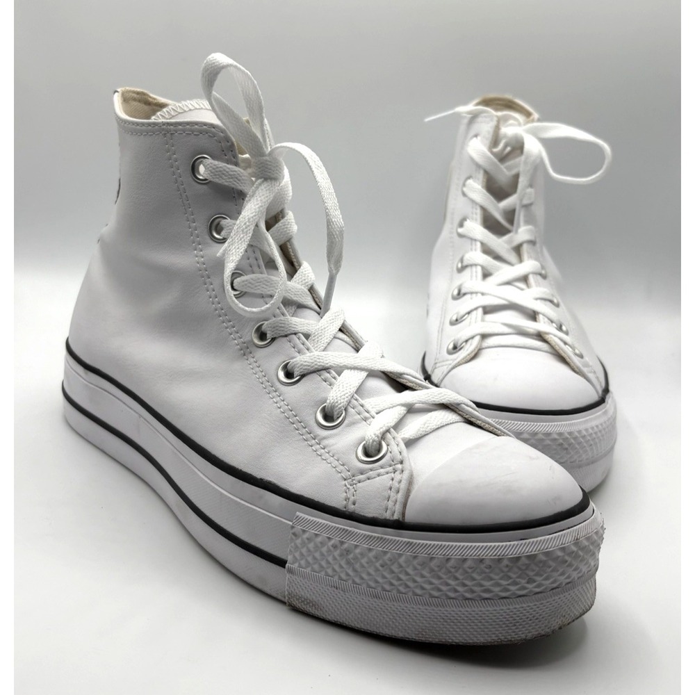 CONVERSE Chuck Taylor All Star Lift Shoe Women's Size 10 White Leather High Top‎